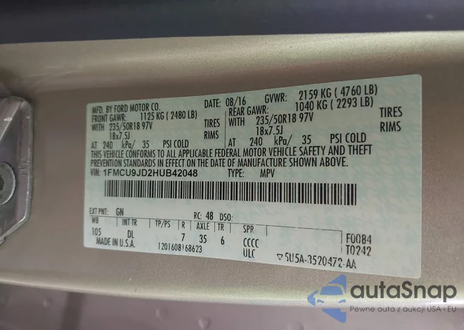 1FMCU9JD2HUB42048: 43214013