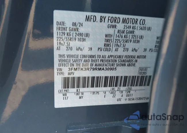 3FMTK3R79RMA30905: 43214109