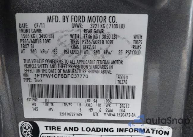 1FTFW1CF6BFC37770: 43214168