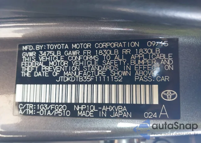 JTDKDTB35F1111152: 43214350