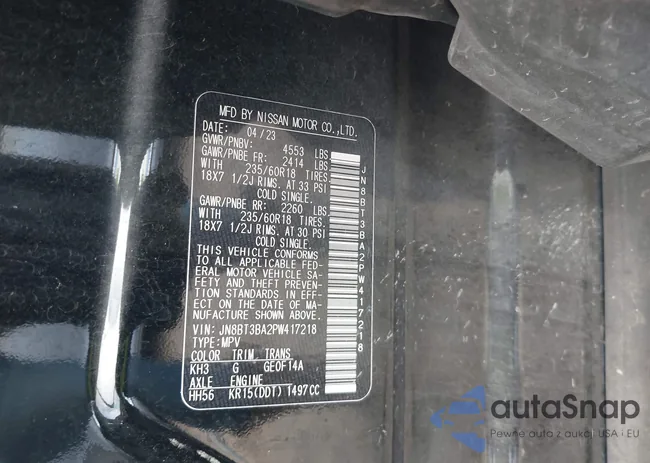 JN8BT3BA2PW417218: 43213682