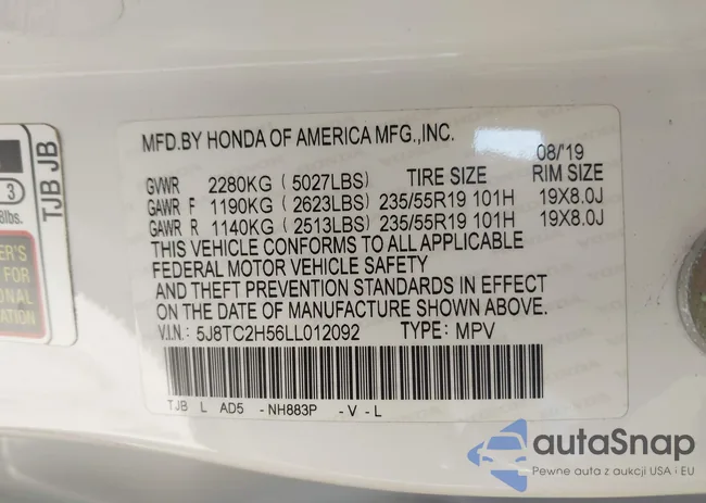 5J8TC2H56LL012092: 43213759