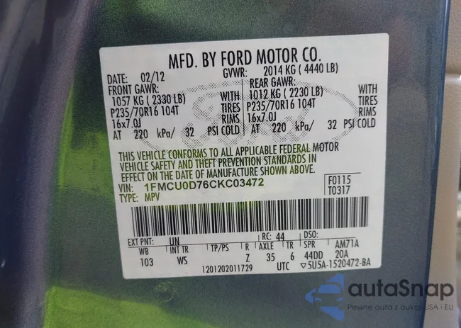 1FMCU0D76CKC03472: 43213839