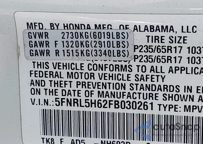 5FNRL5H62FB030261: 43214908