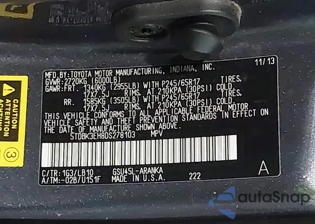 5TDBK3EH8DS278103: 43214955