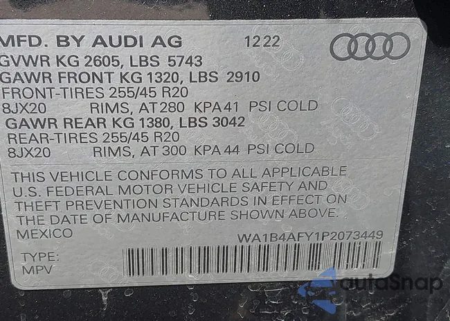 WA1B4AFY1P2073449: 43215042