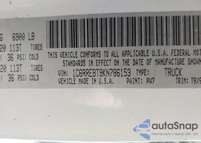 1C6RREBT9KN786153: 43215066