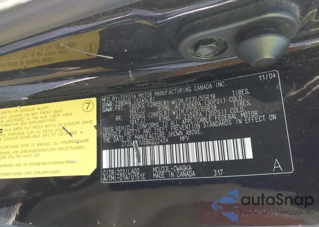 2T2GA31U55C022454: 43215123