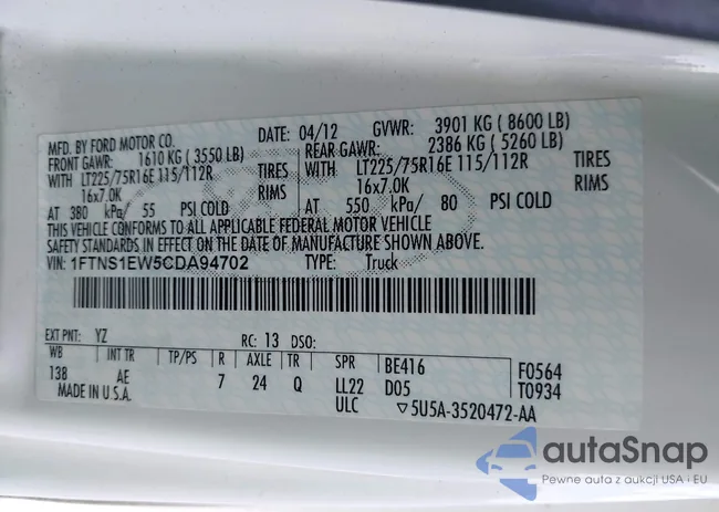 1FTNS1EW5CDA94702: 43215189