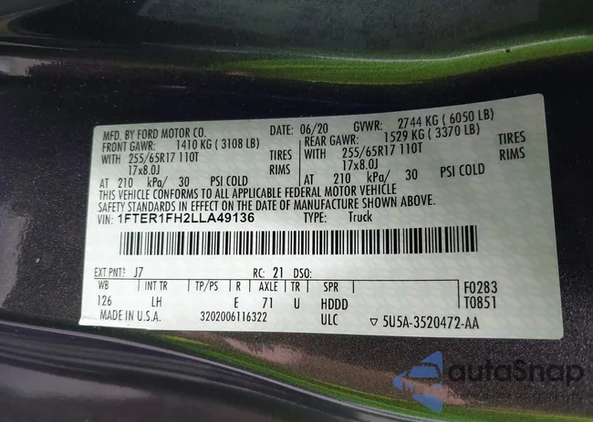 1FTER1FH2LLA49136: 43215226