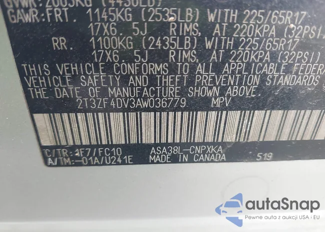 2T3ZF4DV3AW036779: 43215229