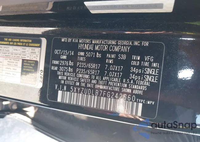 5XYZUDLB7FG242660: 43215337