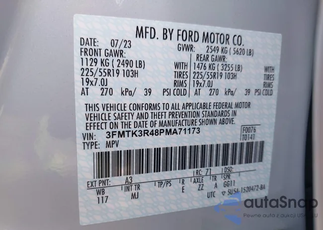 3FMTK3R48PMA71173: 43215374