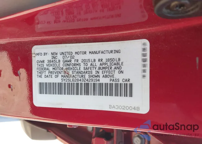 5Y2SL62843Z429194: 43215500