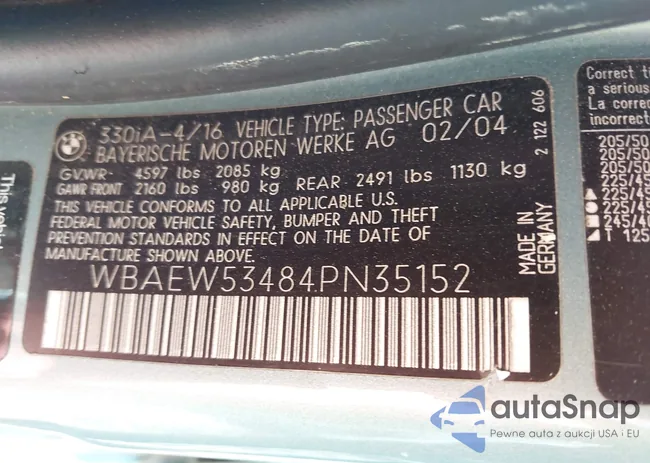 WBAEW53484PN35152: 43214528