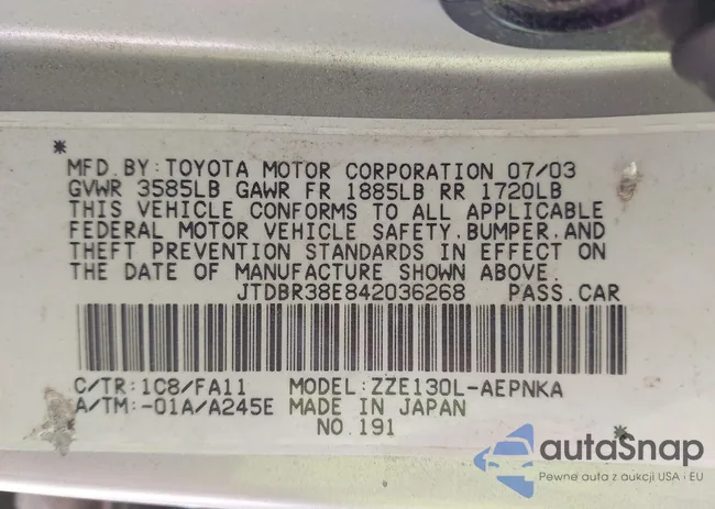 JTDBR38E842036268: 43214570