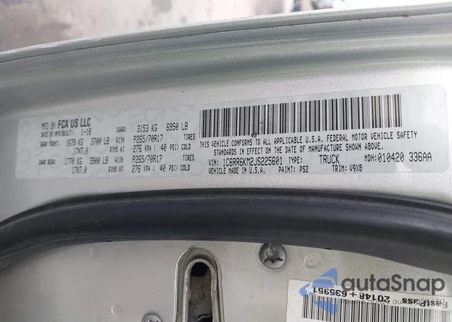 1C6RR6KM2JS225601: 43214577