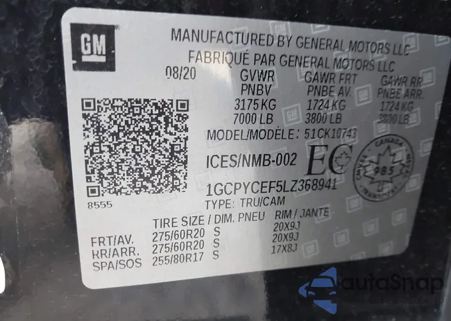 1GCPYCEF5LZ368941: 43214611