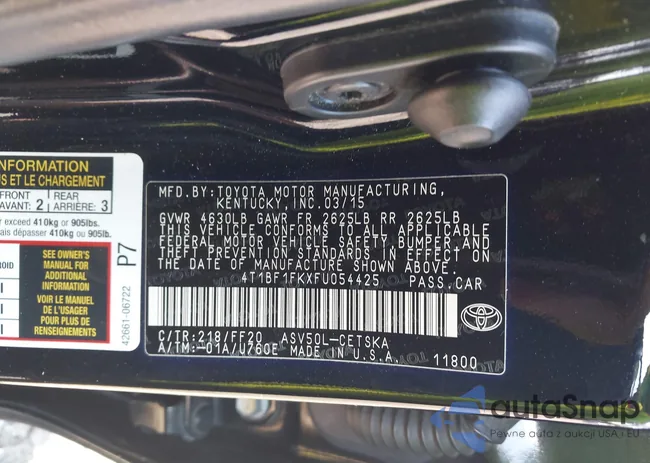 4T1BF1FKXFU054425: 43214855