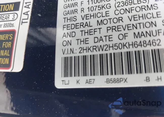 2HKRW2H50KH648462: 43216038