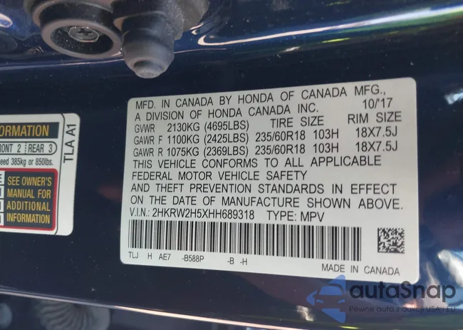 2HKRW2H5XHH689318: 43216072