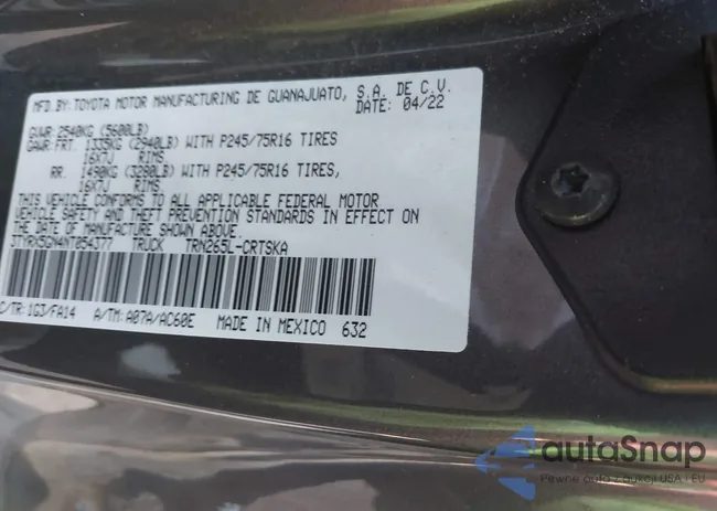 3TYRX5GN4NT054377: 43216152