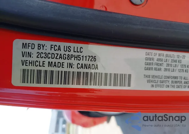 2C3CDZAG8PH511726: 43216198