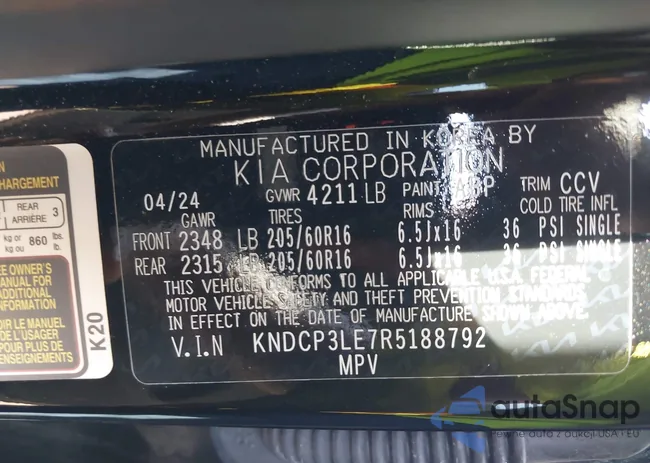 KNDCP3LE7R5188792: 43216203