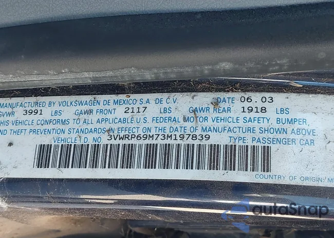 3VWRP69M73M197839: 43216304