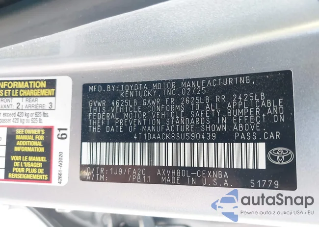 4T1DAACK8SU590439: 43216314