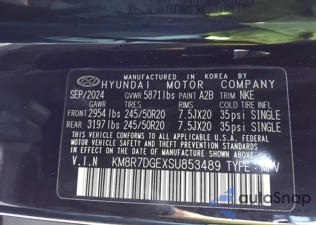 KM8R7DGEXSU853489: 43216340