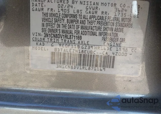 3N1CN8DV1RL871169: 43216373