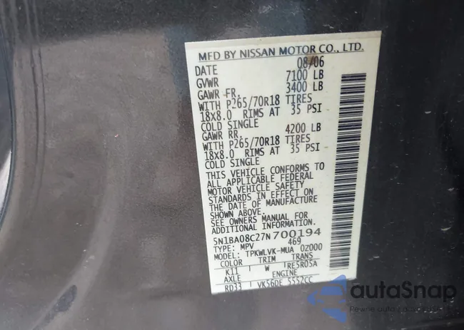 5N1BA08C27N700194: 43215531