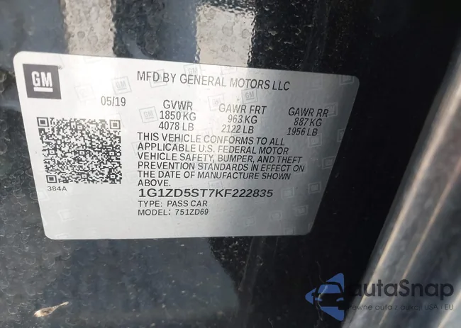 1G1ZD5ST7KF222835: 43215561