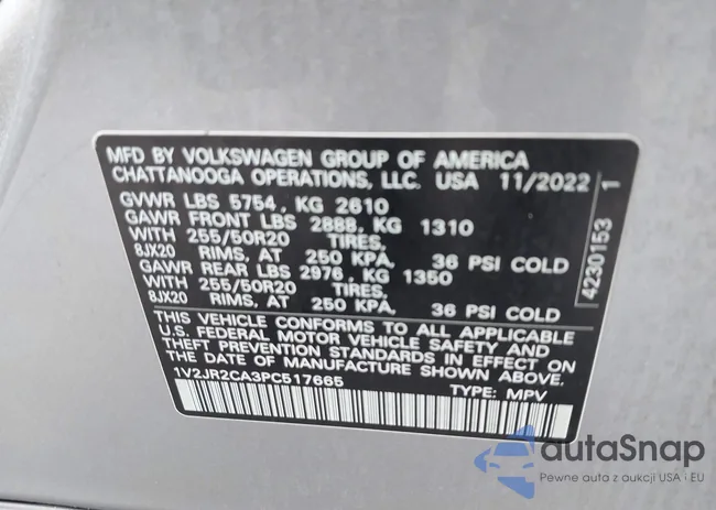 1V2JR2CA3PC517665: 43215783