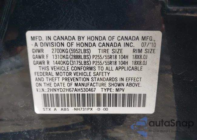 2HNYD2H67AH530467: 43215827