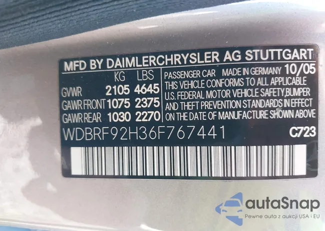 WDBRF92H36F767441: 43217022