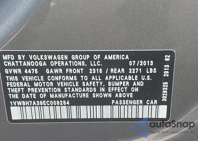 1VWBH7A39EC009284: 43217034