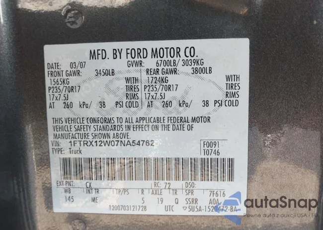 1FTRX12W07NA54762: 43217046