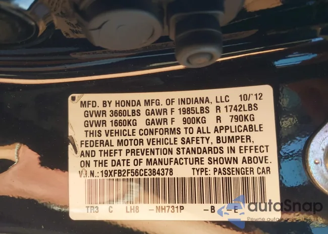 19XFB2F56CE384378: 43217300