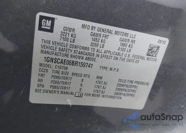 1GNSCAE06BR159741: 43217321