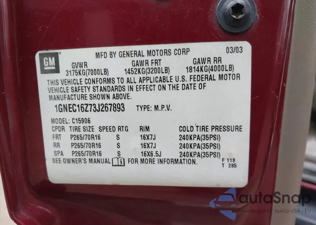 1GNEC16Z73J267893: 43217473