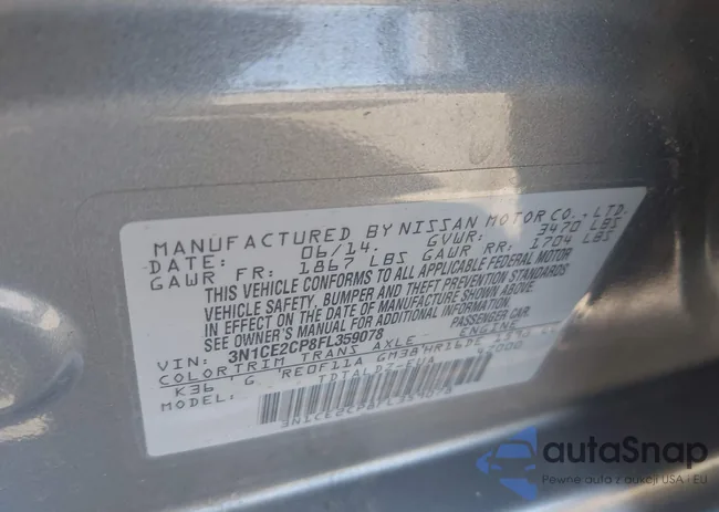 3N1CE2CP8FL359078: 43216612