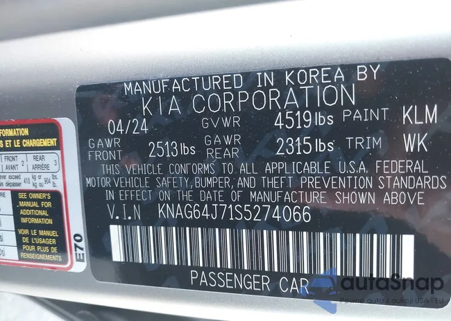 KNAG64J71S5274066: 43216661