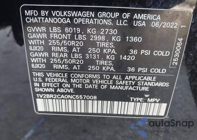 1V2BR2CA0NC557008: 43216697