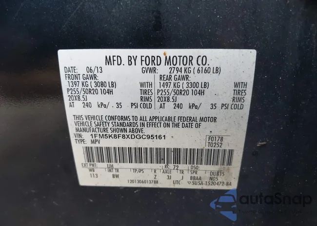 1FM5K8F8XDGC95161: 43216701