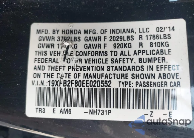 19XFB2F80EE020552: 43216711