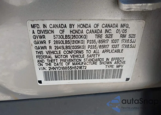 2HNYD18855H521672: 43216809