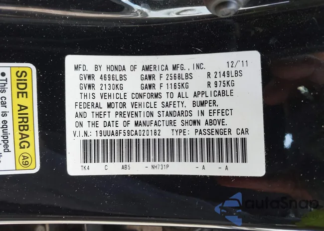 19UUA8F59CA020182: 43217916