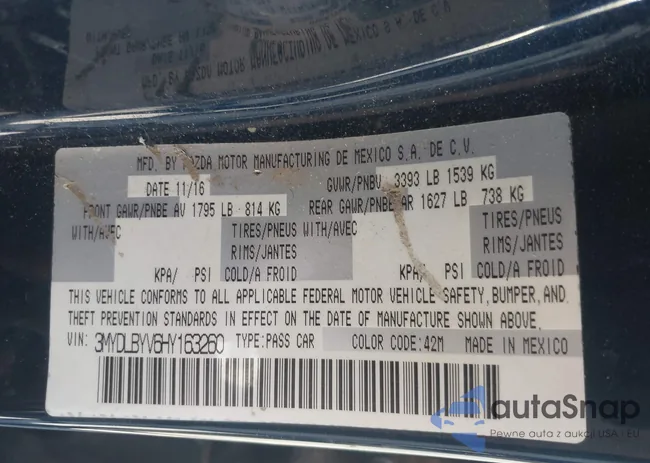 3MYDLBYV6HY163260: 43217962